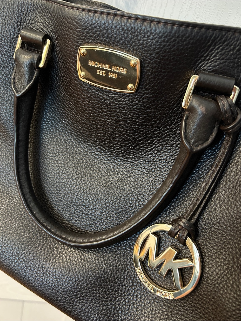 *on hold* MICHAEL KORS Sutton Top Handle Satchel Handbag Saffiano Leather Brow - Picture 2 of 10